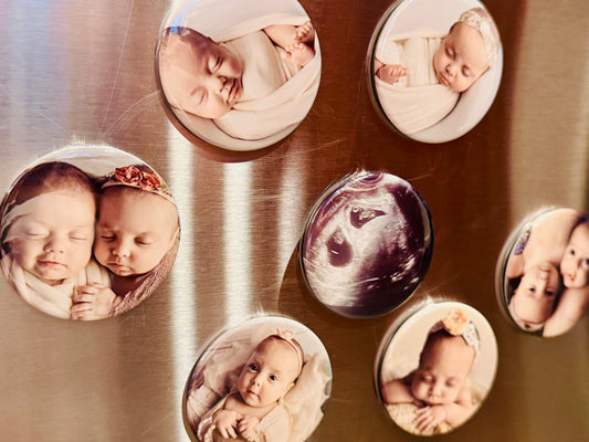 Set of 9 Customized Photo Magnets 2" Round