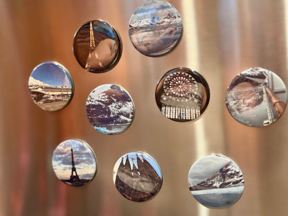 Set of 9 Customized Photo Magnets 2" Round